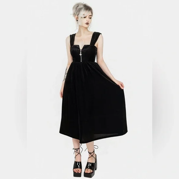 NWT Disturbia Heartless Zip Front Midi Dress Size US 14 / UK 18 - Picture 2 of 7